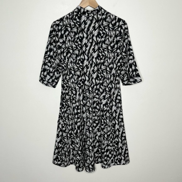 Derek Lam Collection Womens Feather Scarf Neck Dress 38 Black White 3/4 Sleeve - Picture 9 of 10